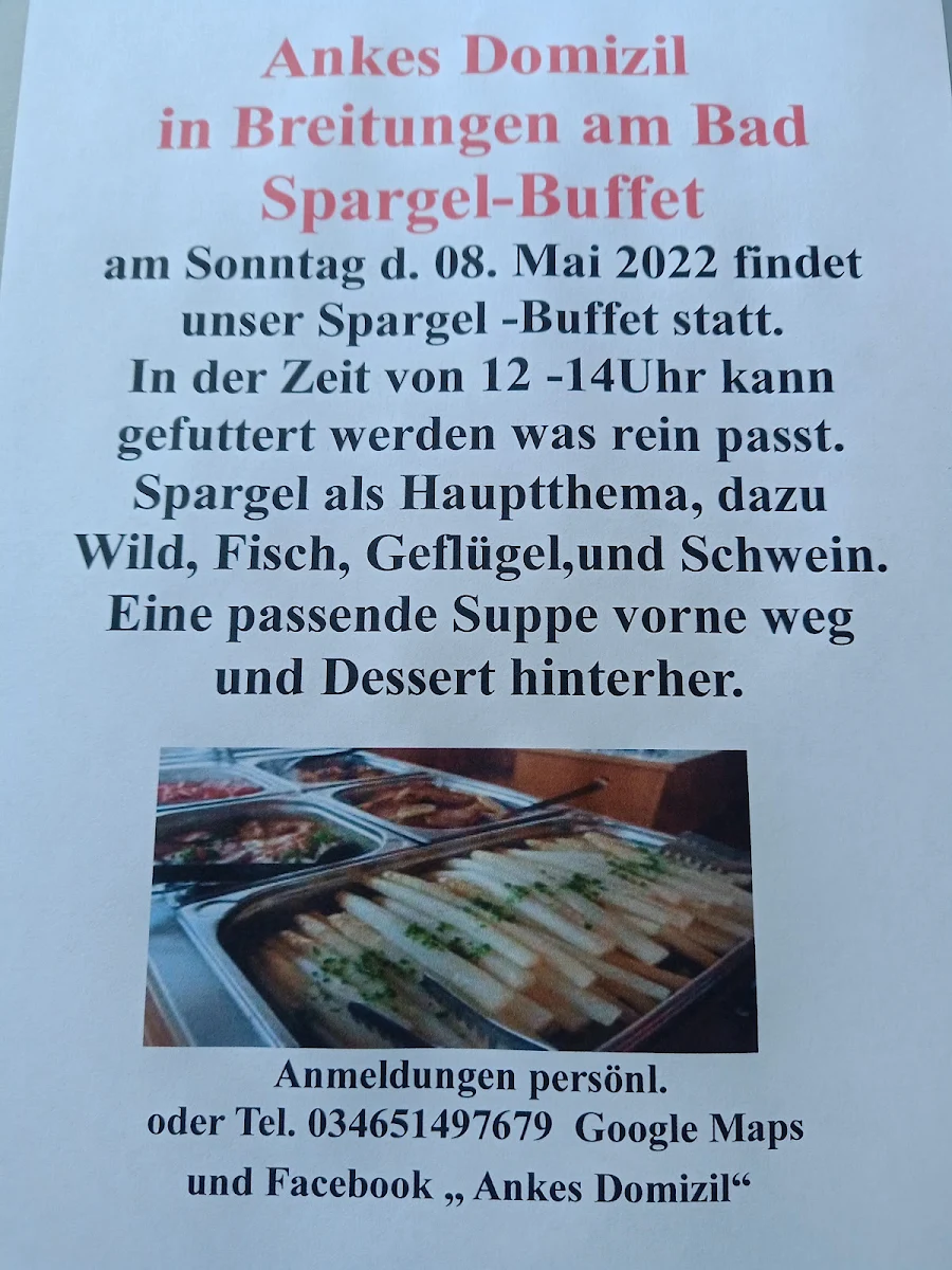 Speisekarte, Ankes Domizil