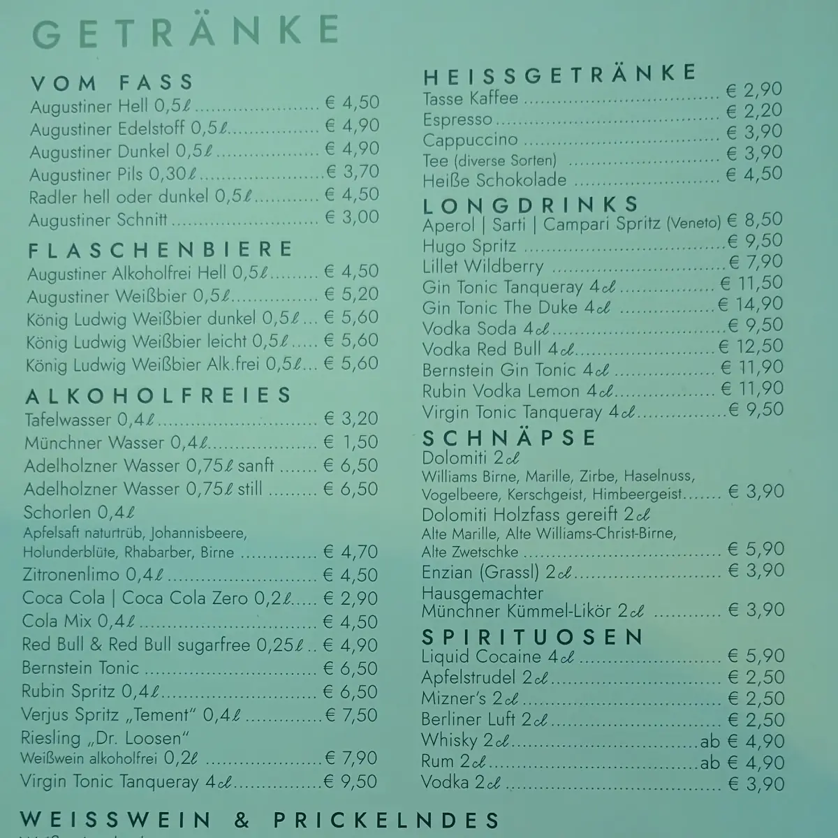 Speisekarte, "fesch" Wirtshaus & Stehausschank