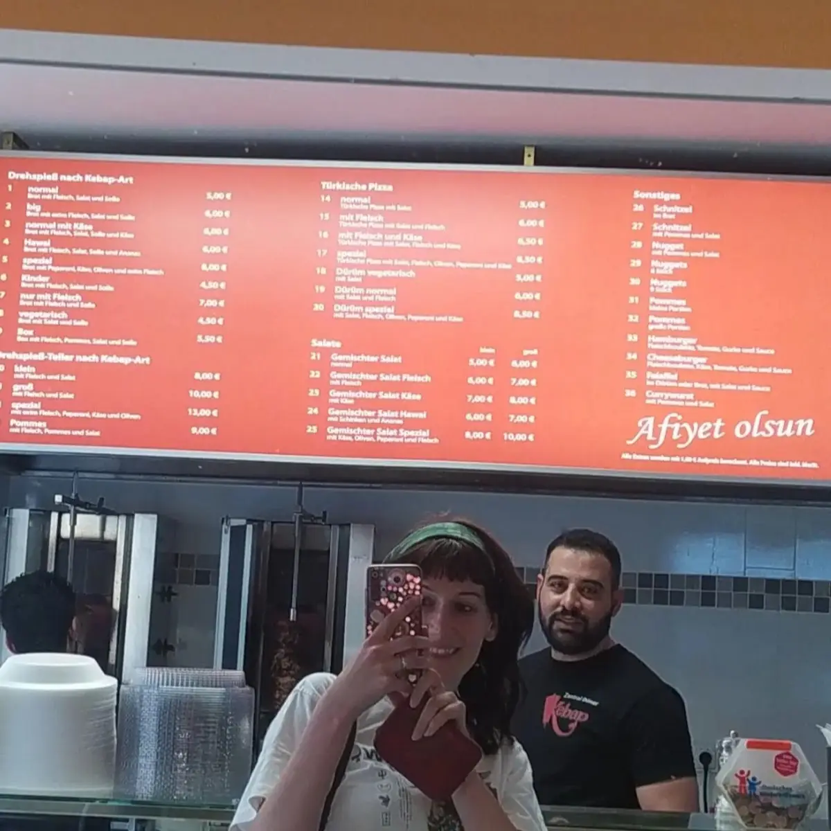 Speisekarte, Zentral Döner