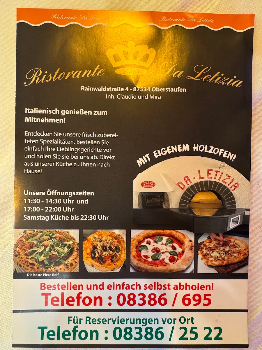 Speisekarte, Ristorante Da Letizia