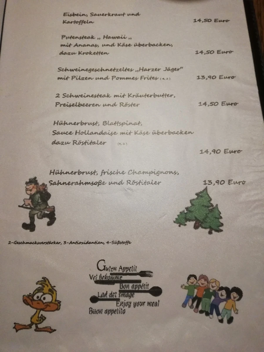 Speisekarte, Gaststätte Zum Erpel