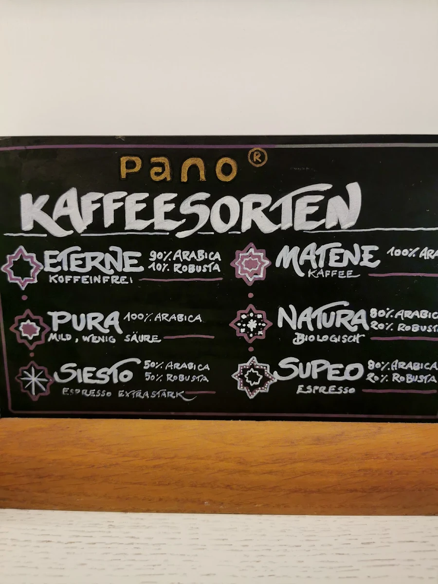 Speisekarte, PANO - Brot & Kaffee