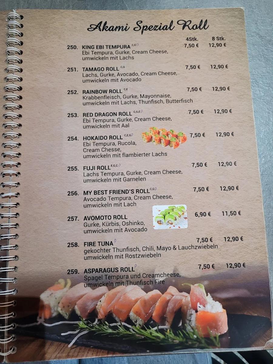 Speisekarte, Akami am Rhein - Sushi & Vietnamese Cuisine