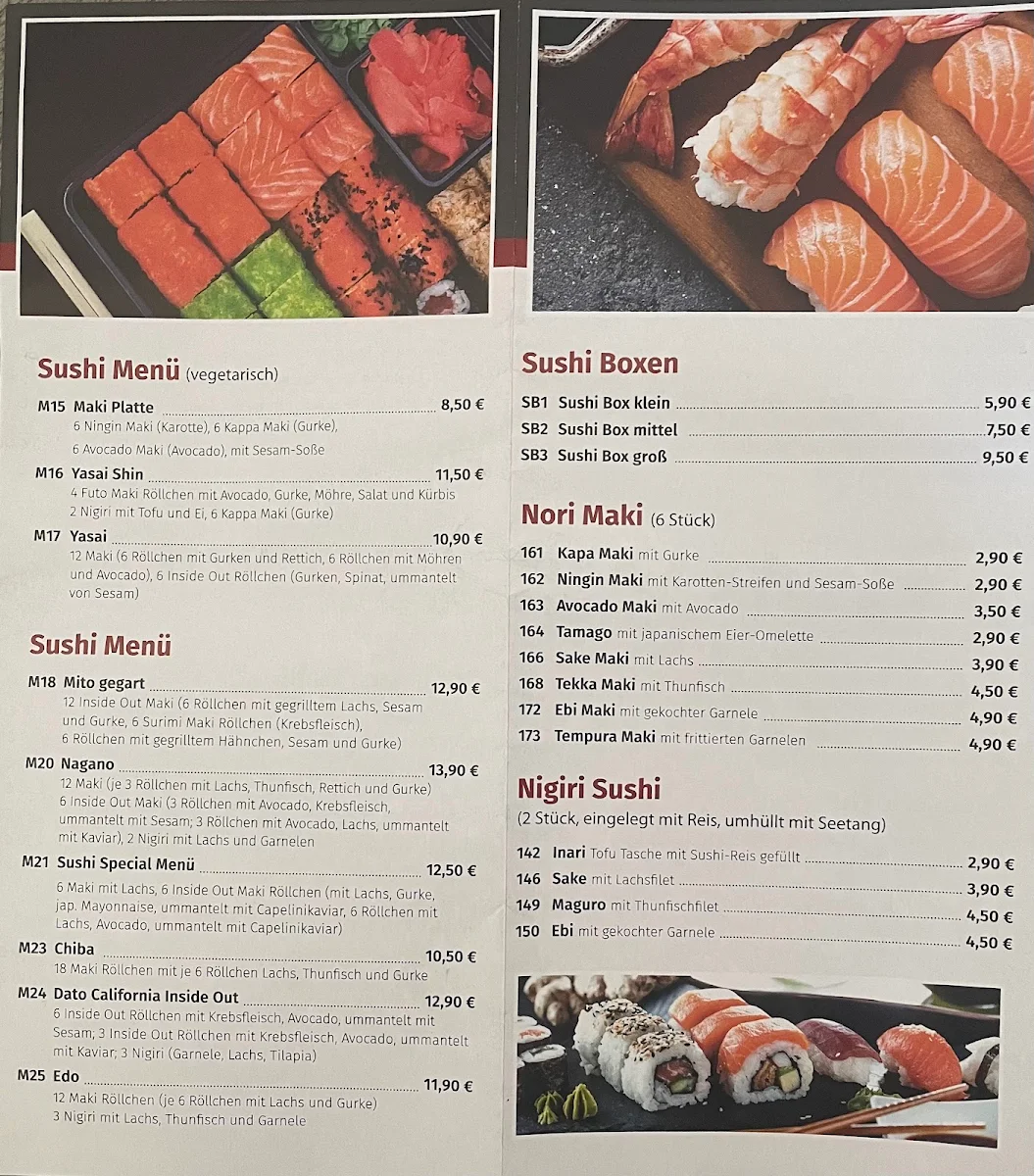 Speisekarte, Asiatische Spezialitäten & Sushi Bar Viet Thai