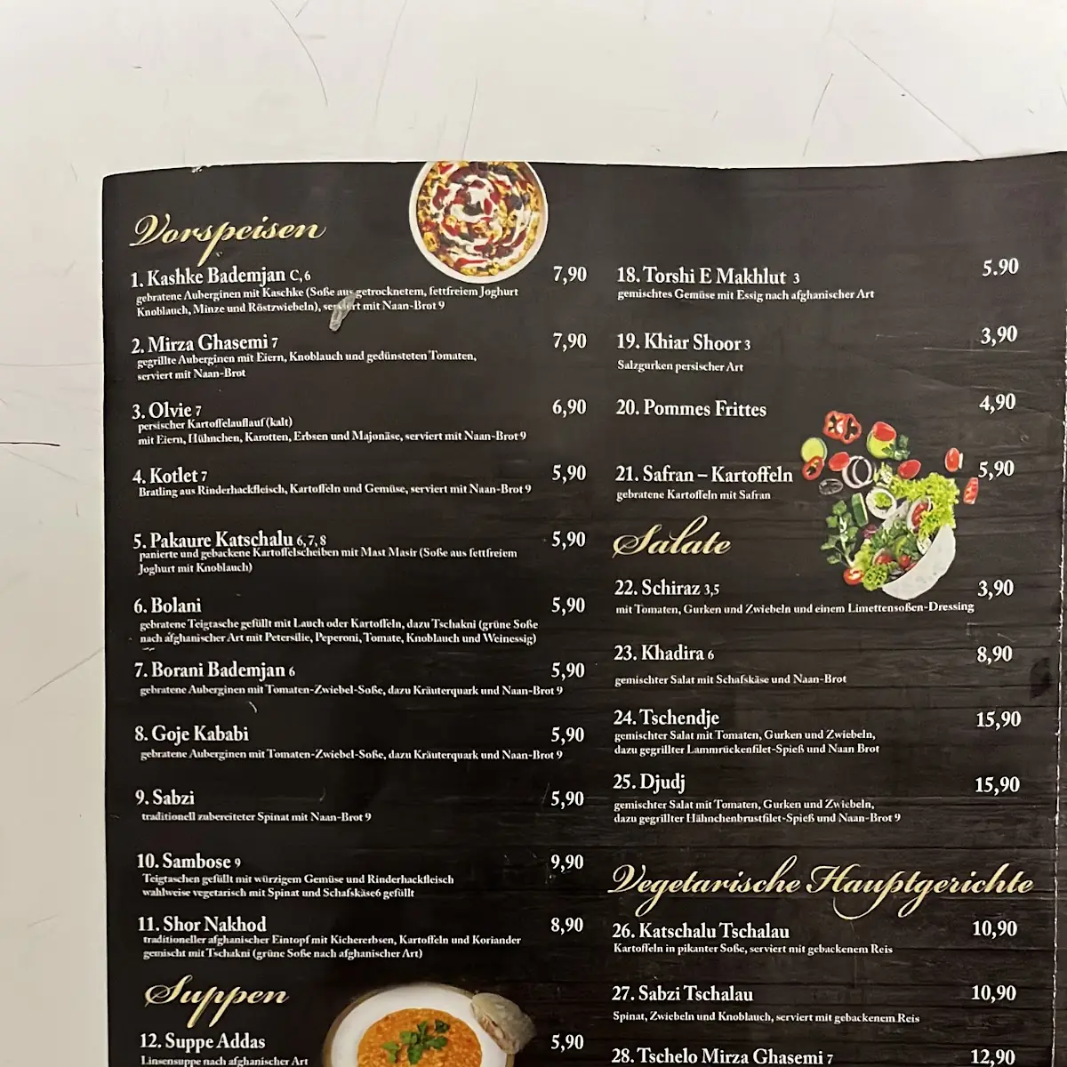 Speisekarte, Schmetterling - Persisches & Afghanisches Restaurant - Chemnitz