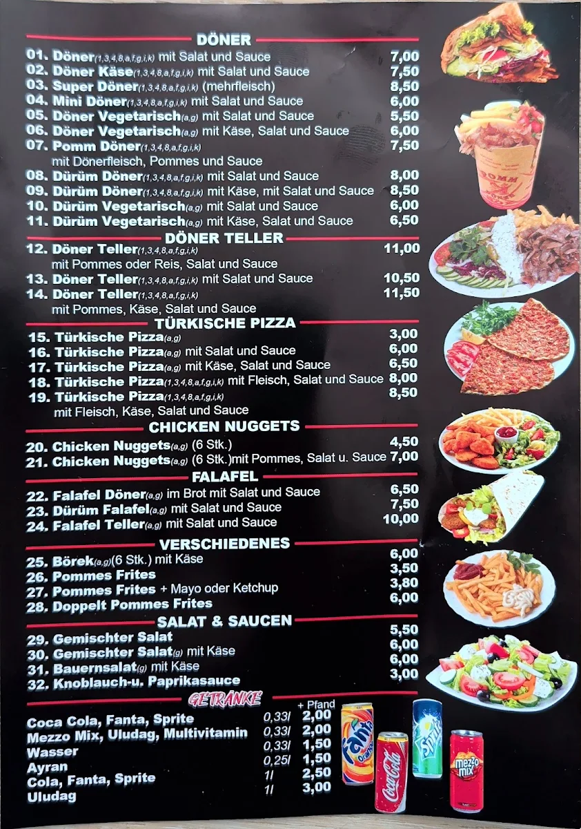 Speisekarte, Berlin Döner