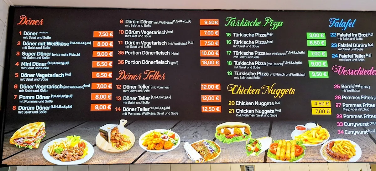 Speisekarte, Berlin Döner