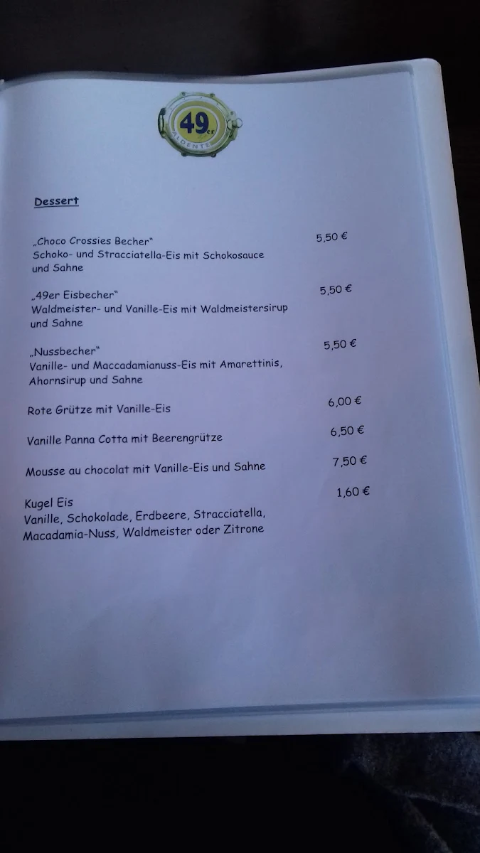 Speisekarte, 49er Aldente