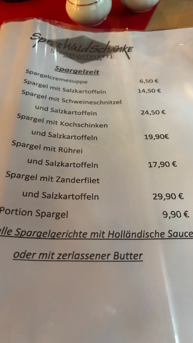 Speisekarte, Restaurant Spreewaldschänke Leipzig / Markkleeberg