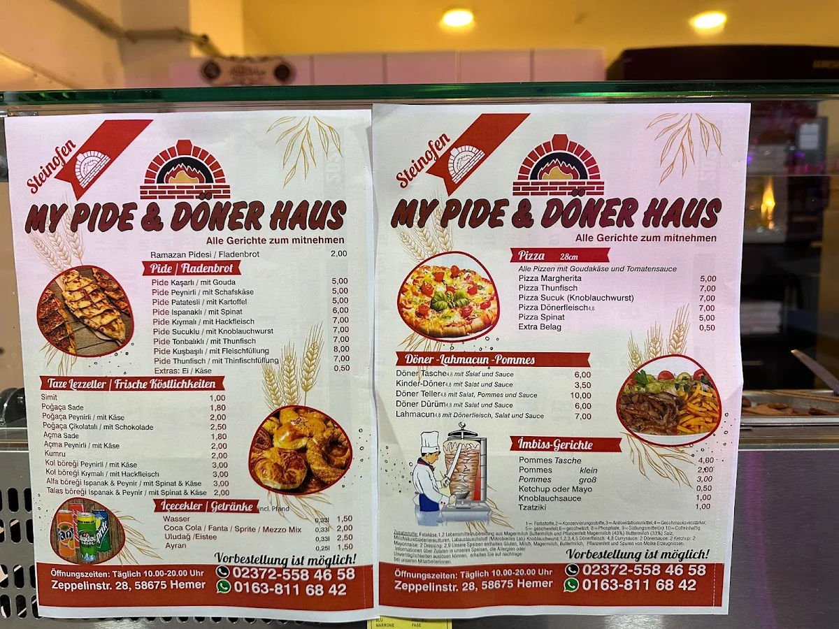 Speisekarte, MY Pide & Döner Haus