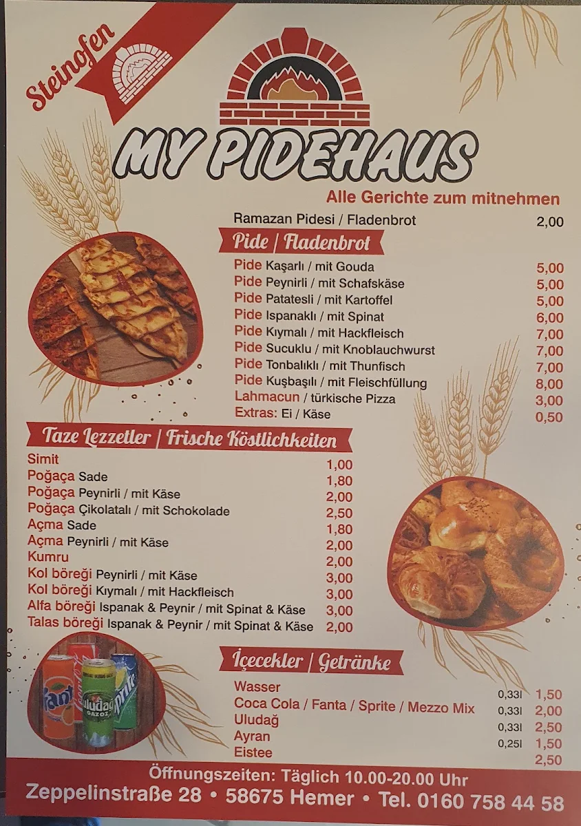 Speisekarte, MY Pide & Döner Haus