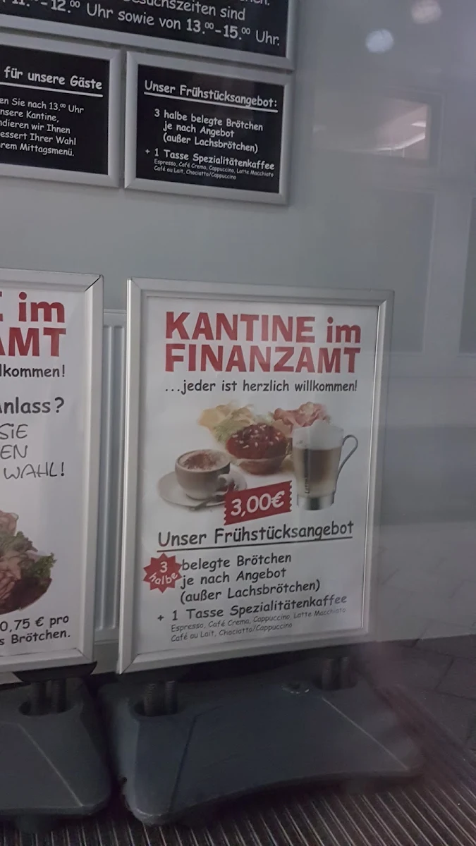 Speisekarte, Kantine im Finanzamt