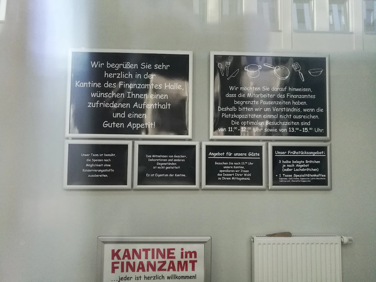 Speisekarte, Kantine im Finanzamt
