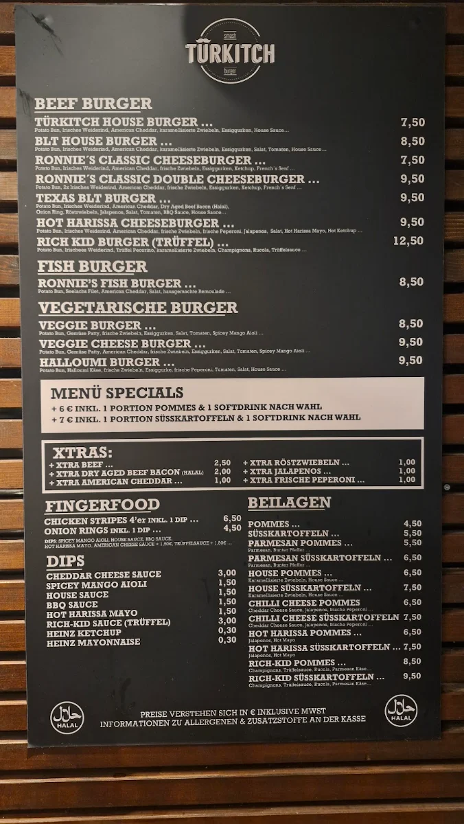 Speisekarte, Smash Burger