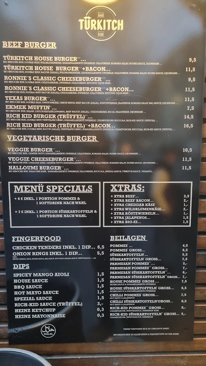 Speisekarte, Smash Burger