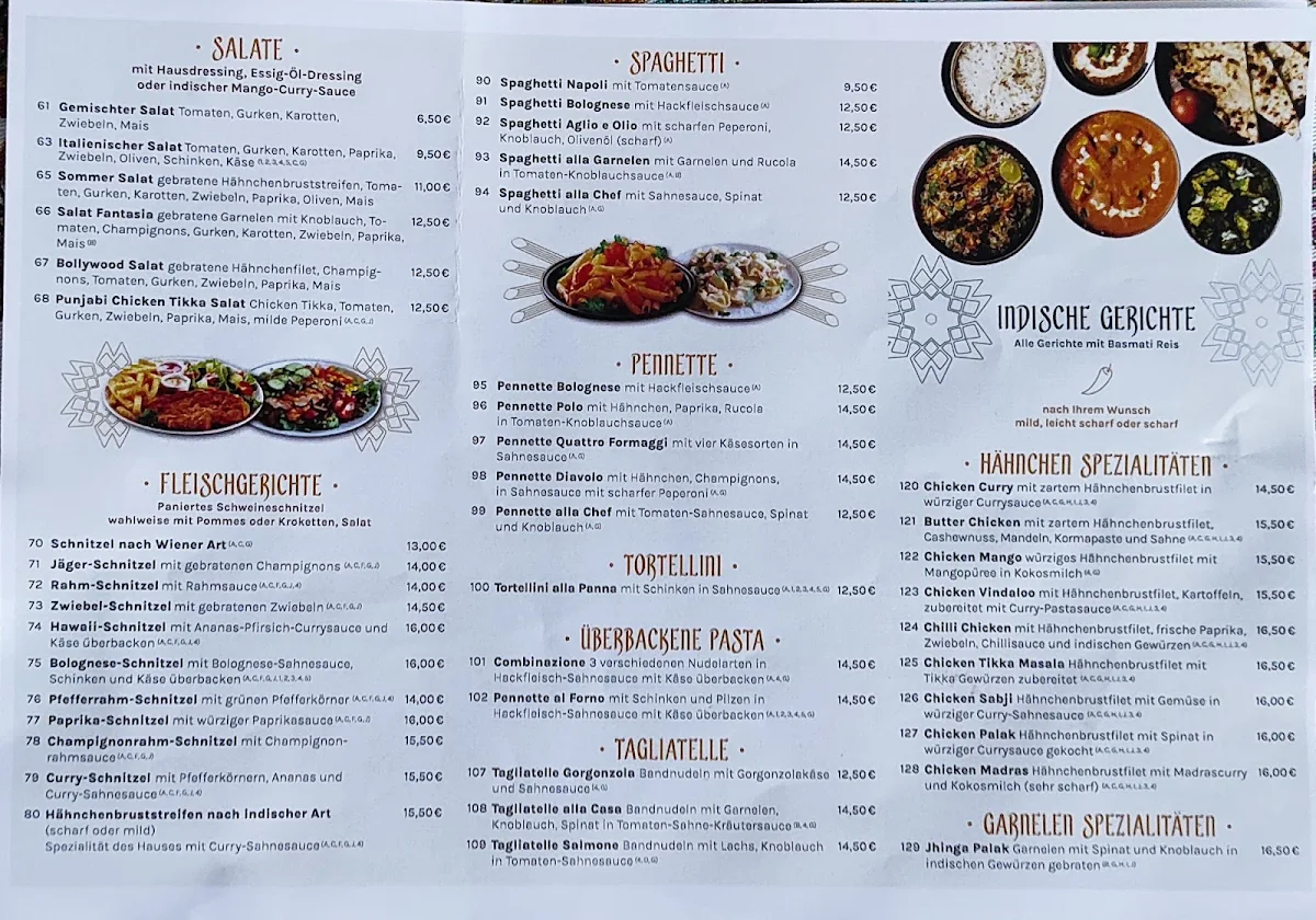 Speisekarte, Indian Food House