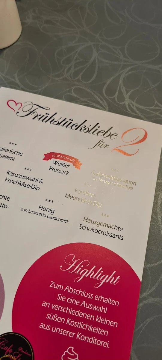 Speisekarte, Café Stark