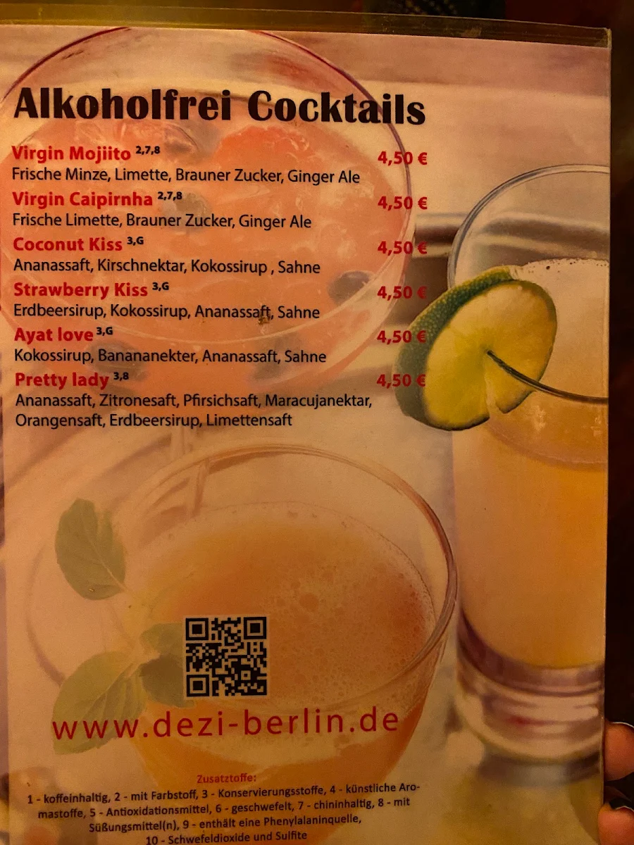 Speisekarte, Dezi Indisches Restaurant Berlin
