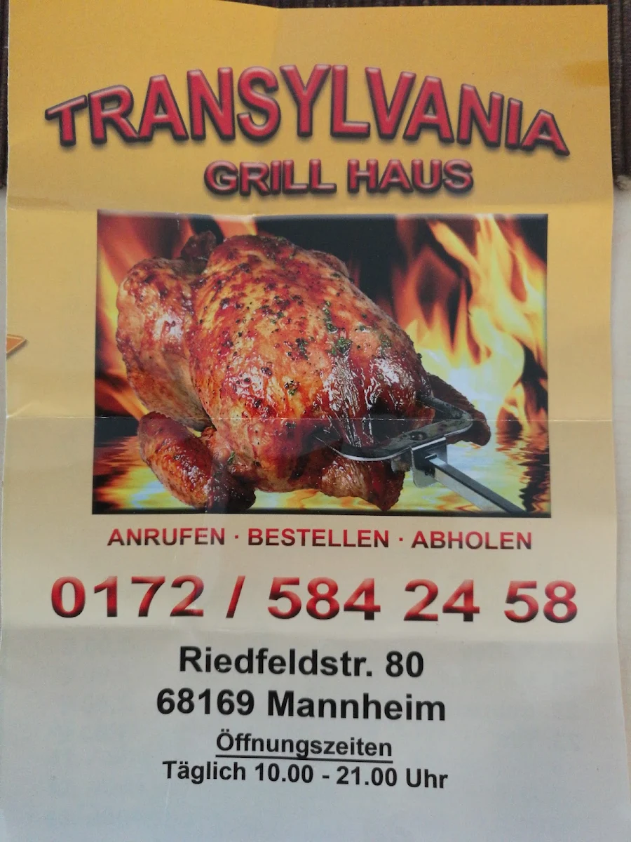 Speisekarte, Transilvania Grillhaus