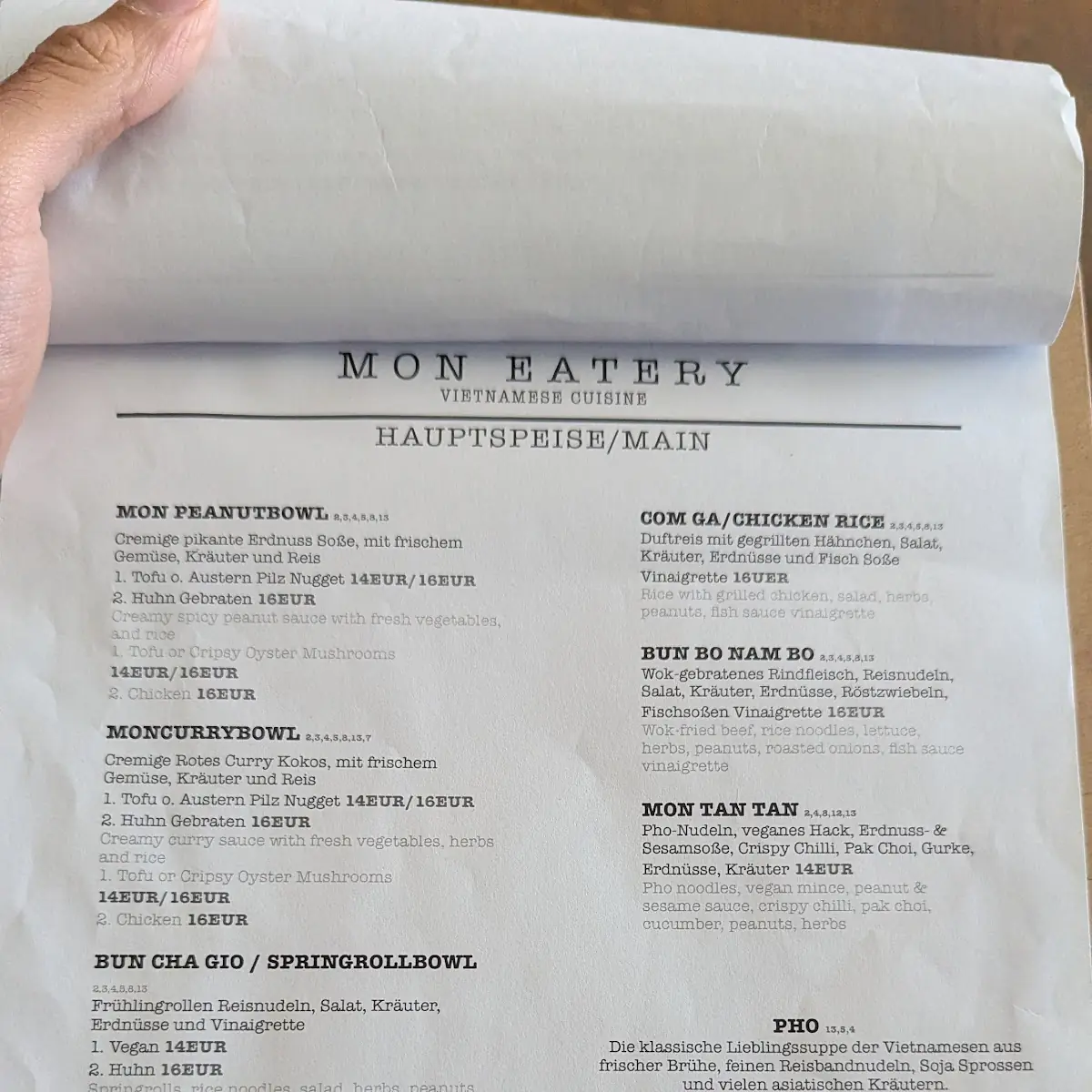 Speisekarte, Mon Eatery & Bar