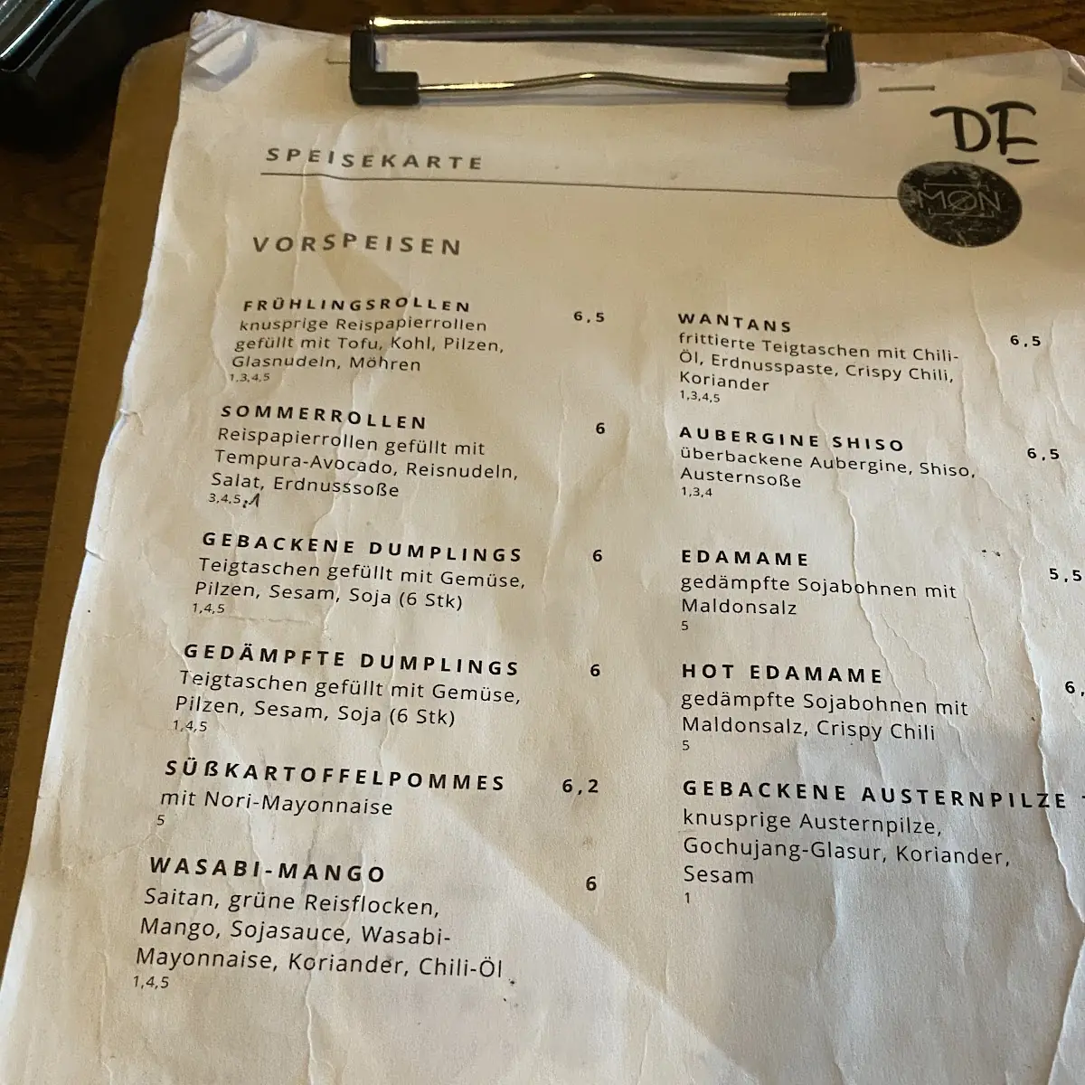 Speisekarte, Mon Eatery & Bar