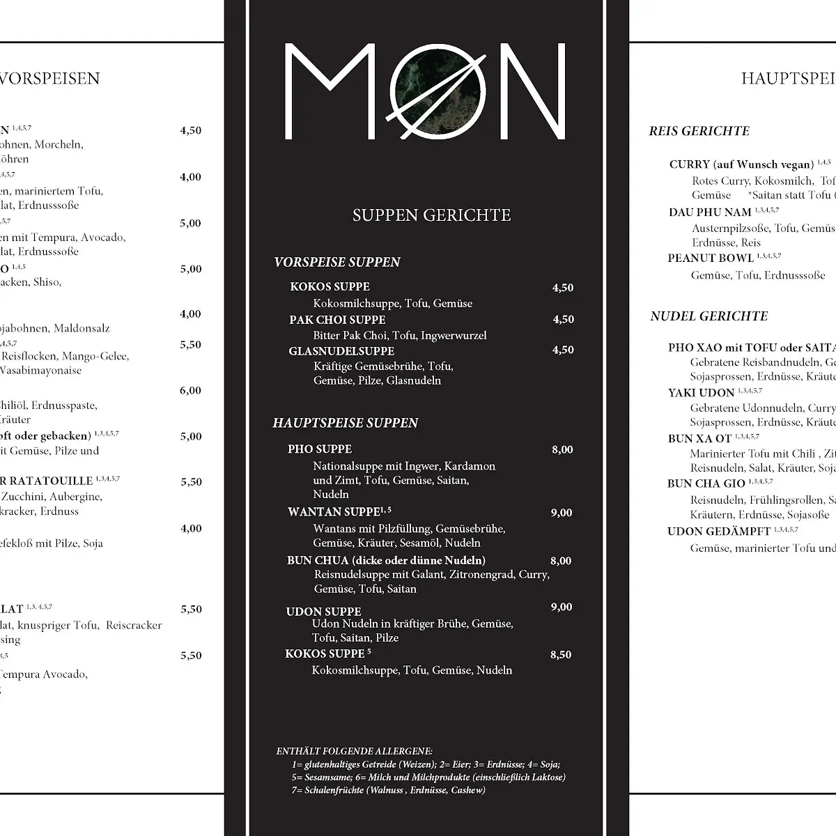 Speisekarte, Mon Eatery & Bar