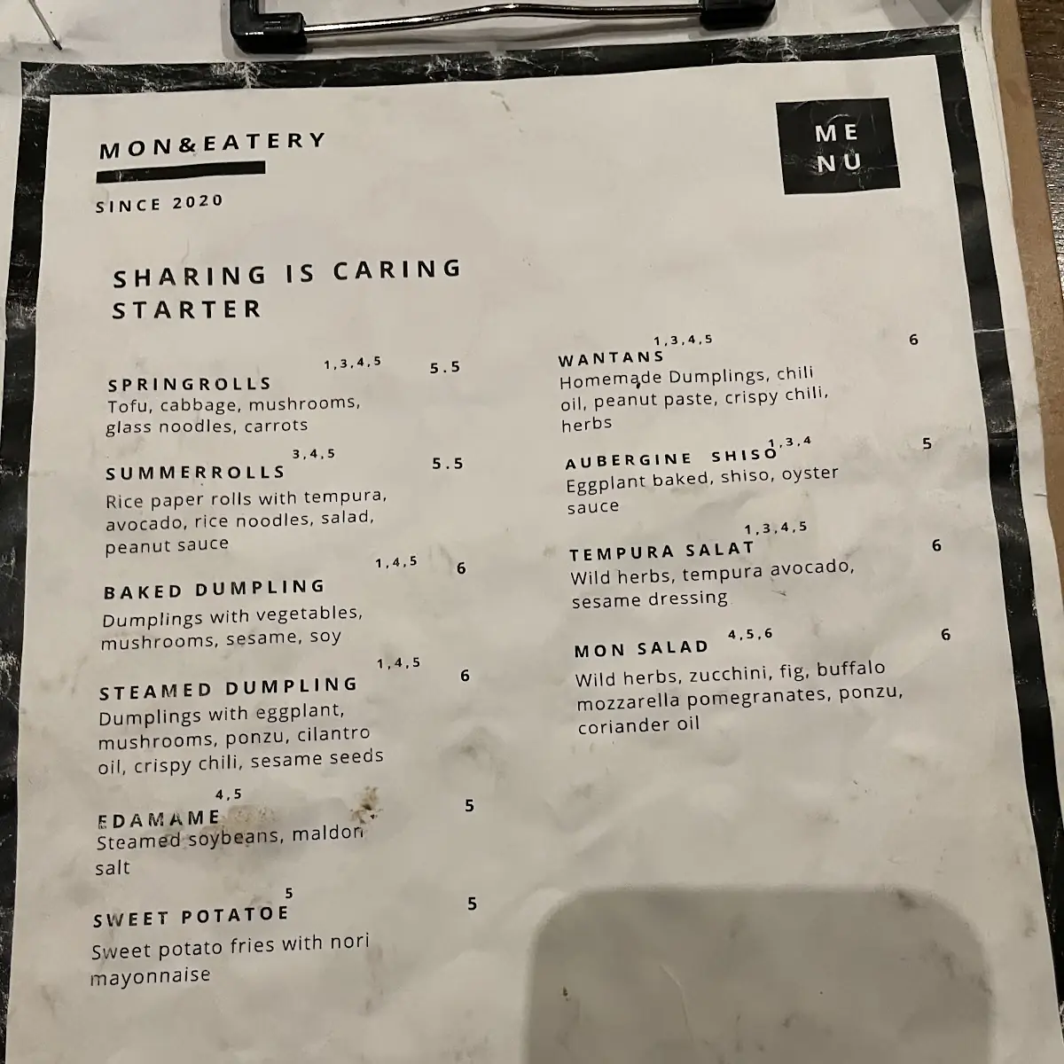 Speisekarte, Mon Eatery & Bar