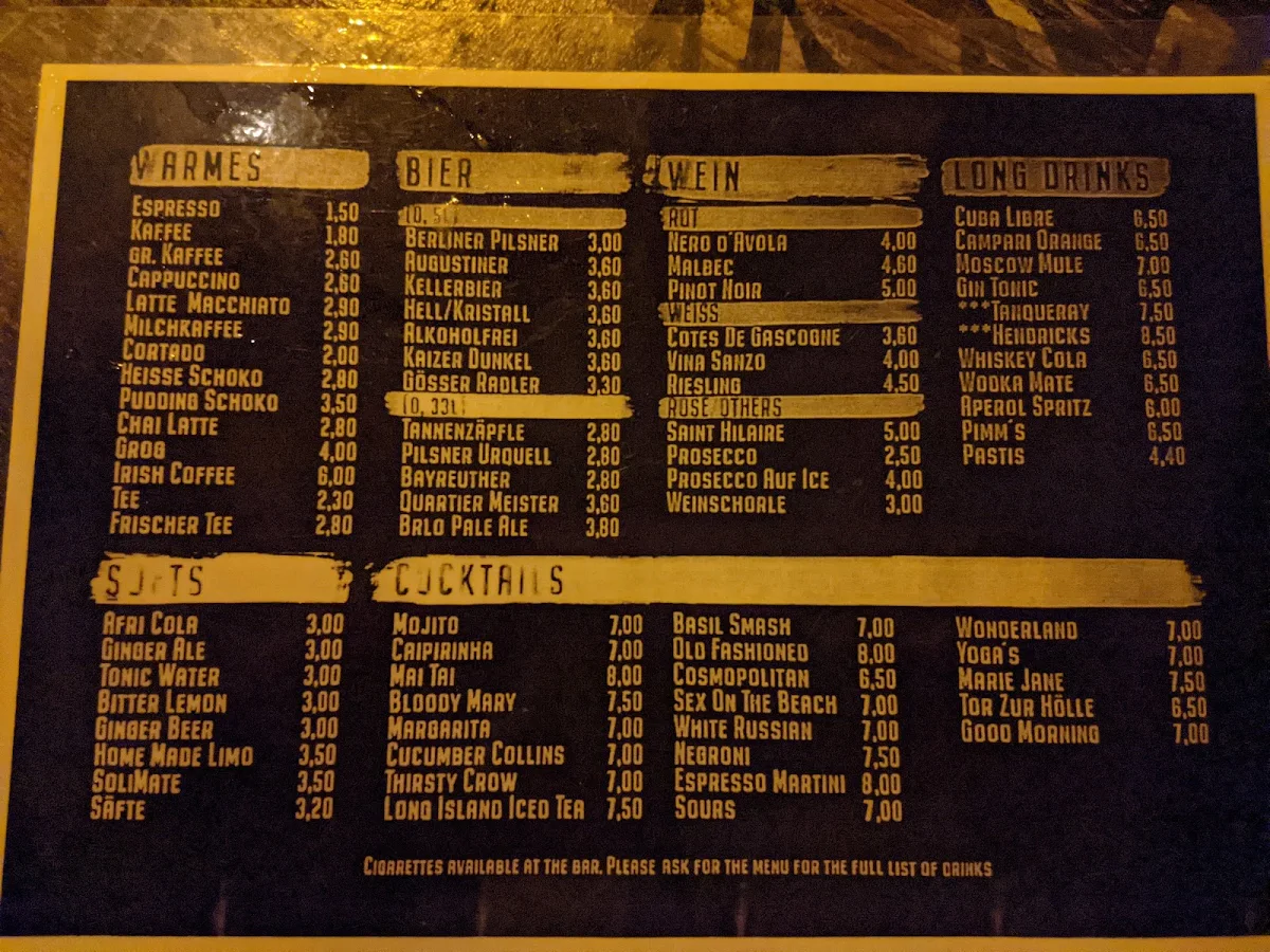 Speisekarte, Mano Cafe