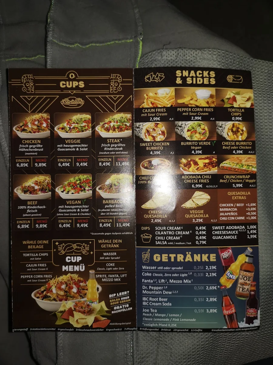 Speisekarte, chidoba Mexican Grill
