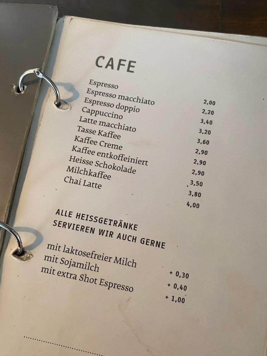 Speisekarte, Th cafe
