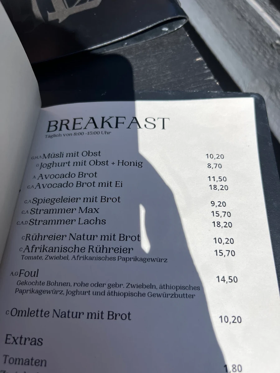 Speisekarte, Th cafe