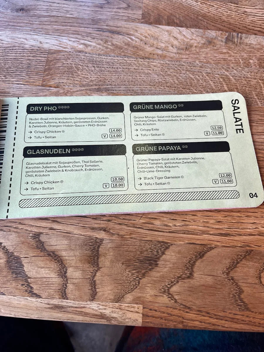 Speisekarte, PHO - Noodlebar (Kreuzberg)