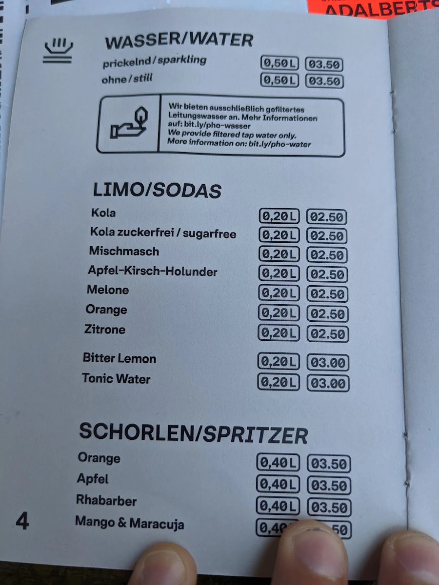 Speisekarte, PHO - Noodlebar (Kreuzberg)
