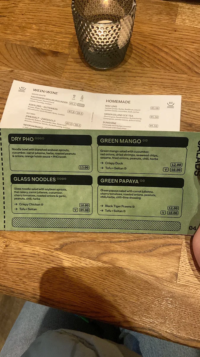 Speisekarte, PHO - Noodlebar (Kreuzberg)