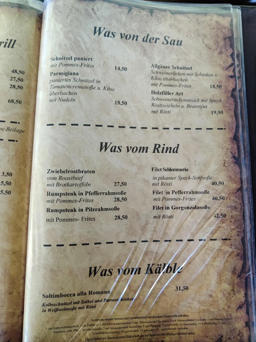 Speisekarte, Schlemmeria Im Moos