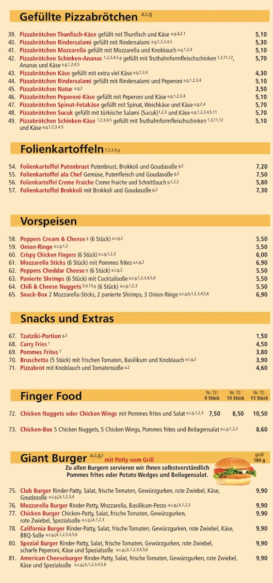 Speisekarte, MooN Pizzeria To Go