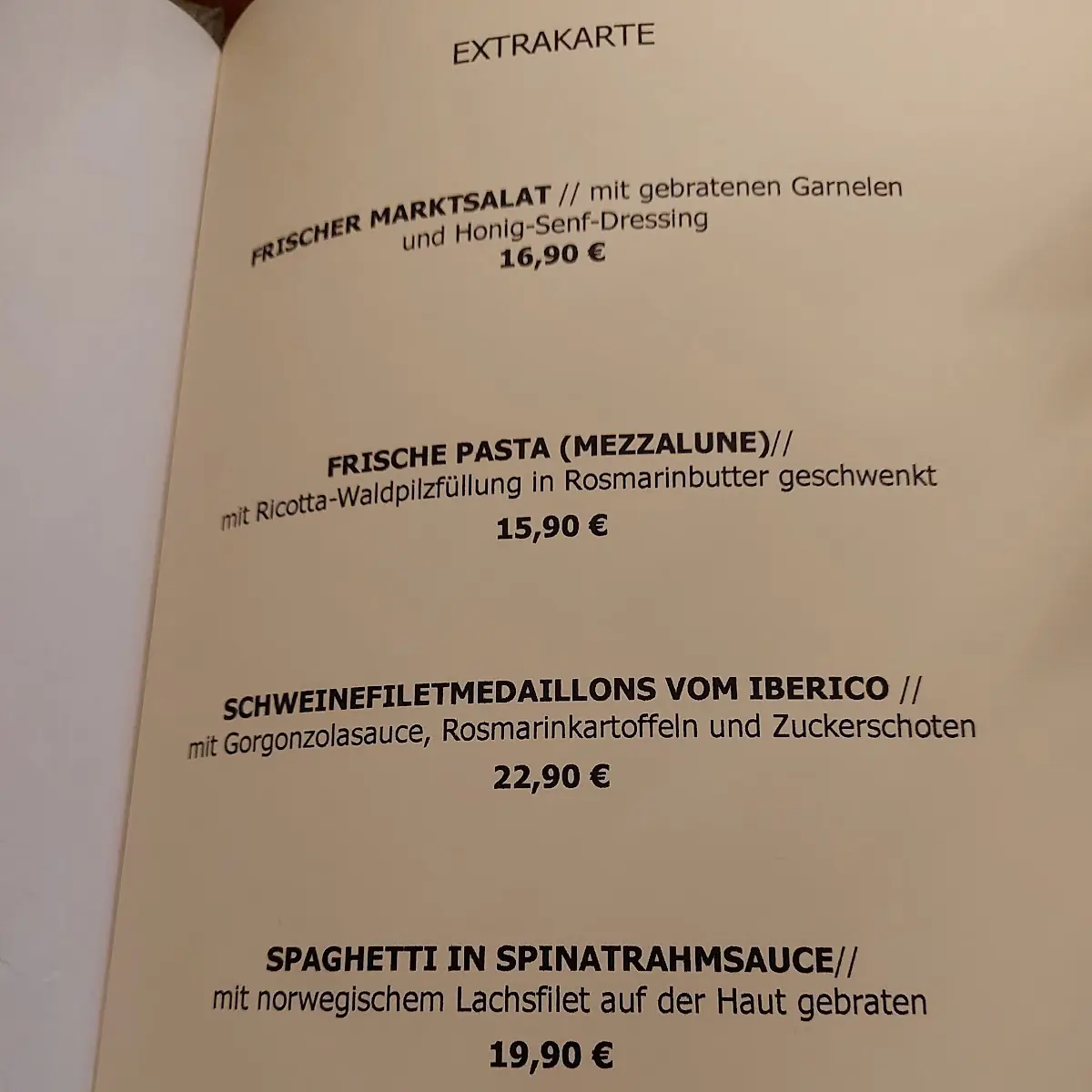 Speisekarte, CASA - Restaurant & Café