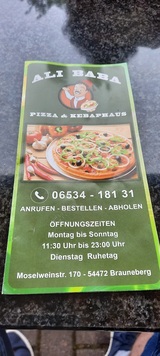 Speisekarte, Ali Baba Pizza Und Kebap Haus