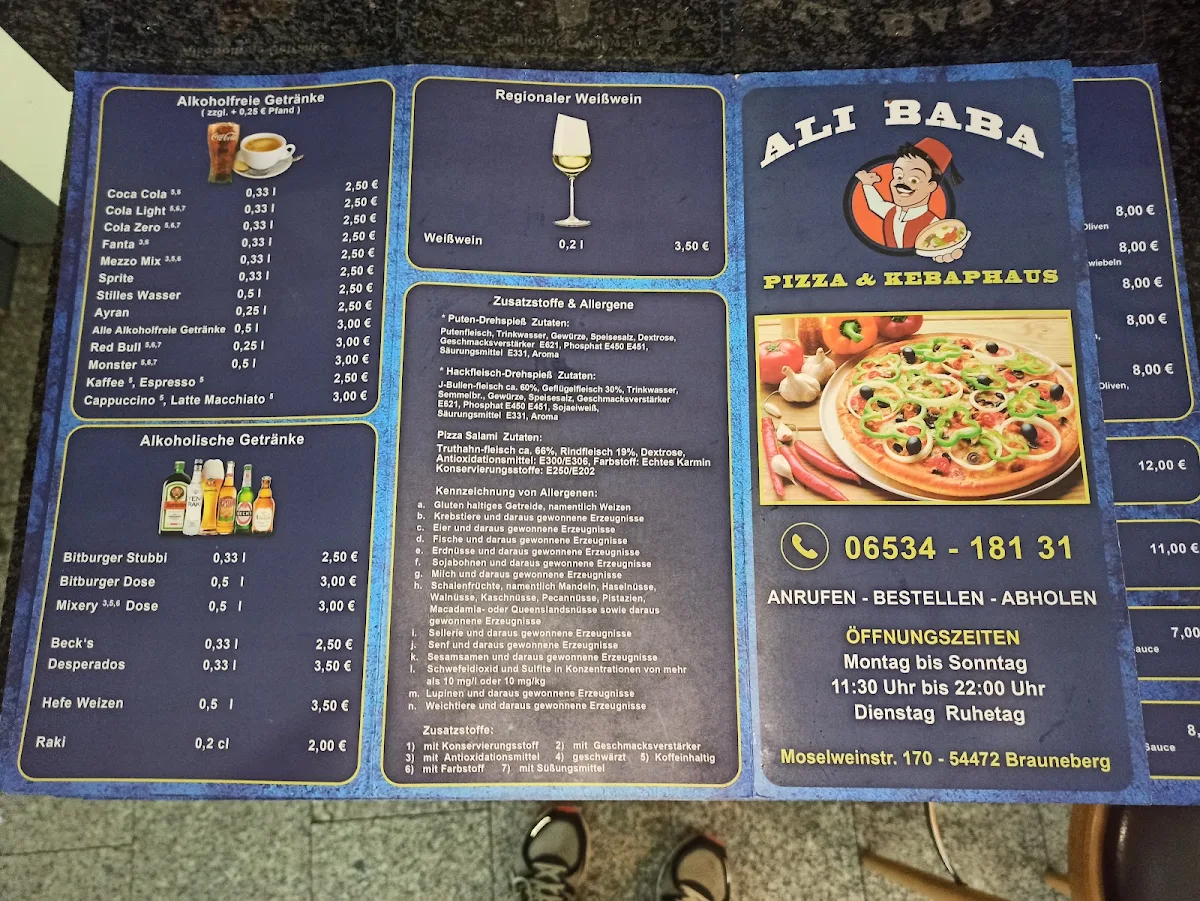 Speisekarte, Ali Baba Pizza Und Kebap Haus