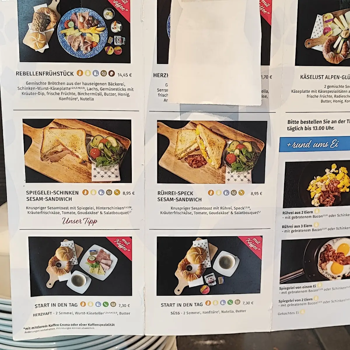 Speisekarte, Bäckerei Schwarz GmbH & Co. KG