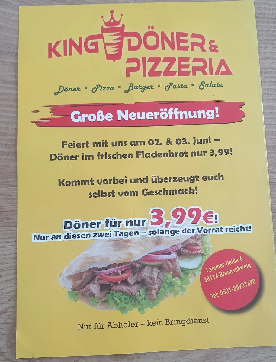 Speisekarte, KINGDÖNER&PIZZERIA