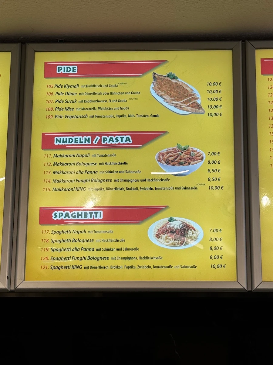Speisekarte, KINGDÖNER&PIZZERIA