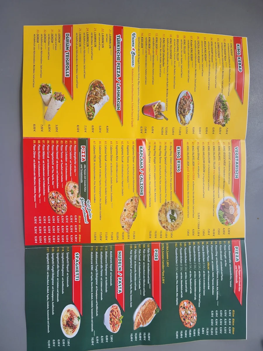 Speisekarte, KINGDÖNER&PIZZERIA