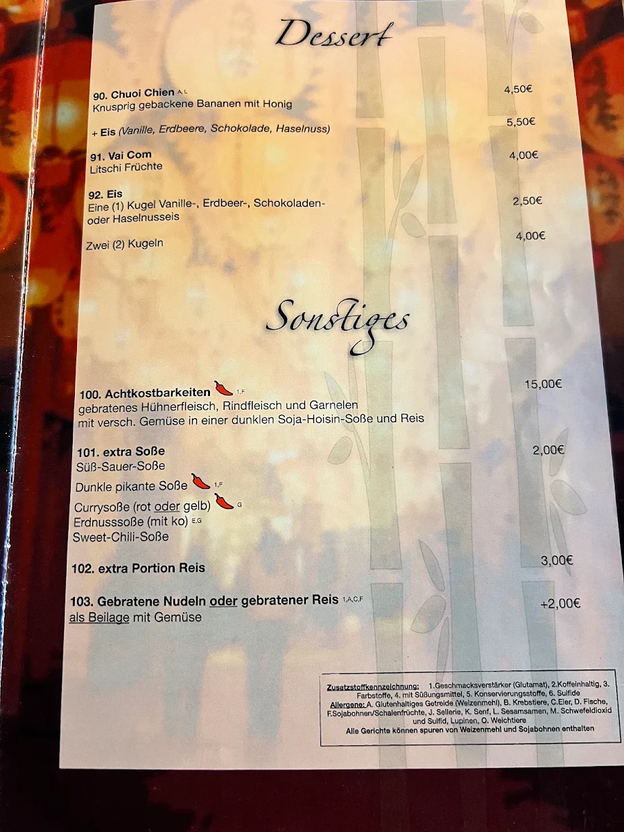 Speisekarte, Bistro Little Saigon