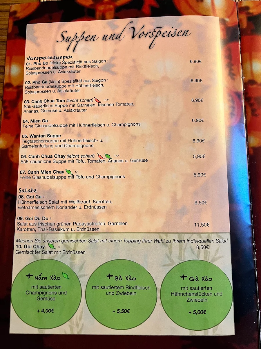 Speisekarte, Bistro Little Saigon