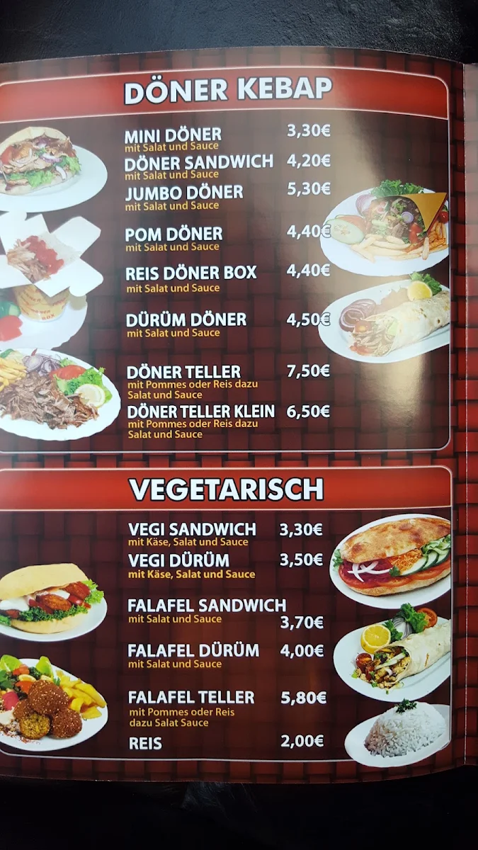 Speisekarte, Boberg Döner Pizza Haus