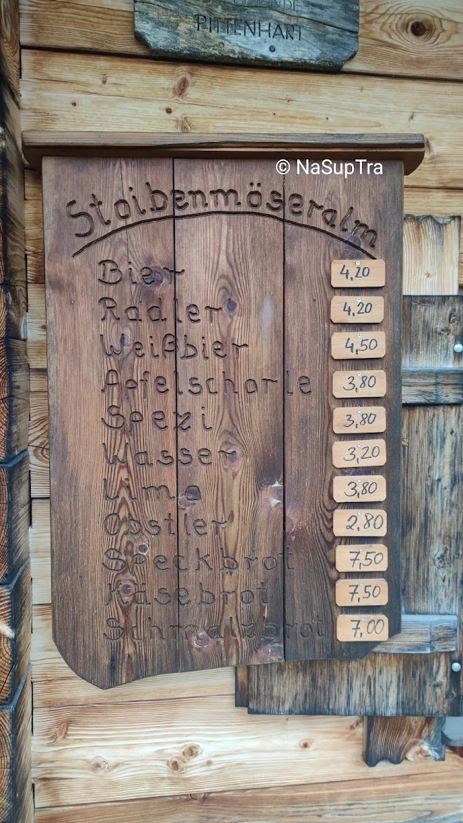 Speisekarte, Stoibenmöseralm
