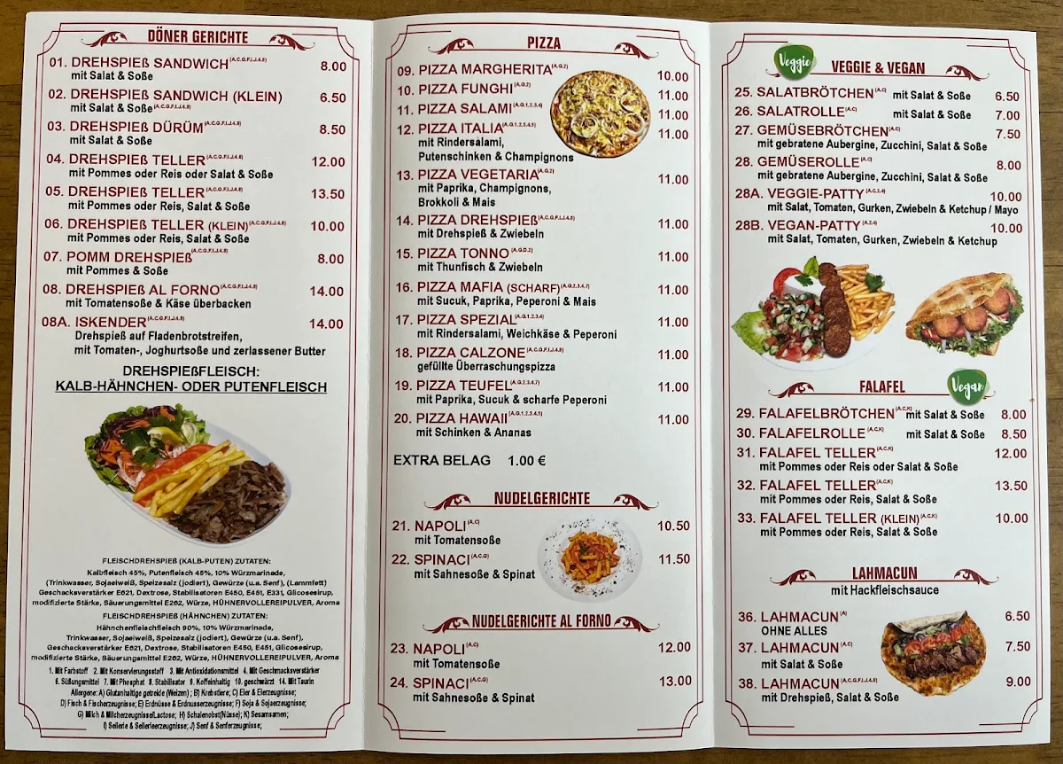 Speisekarte, Tektat Döner