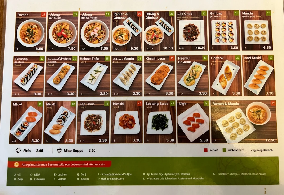Speisekarte, Kimchi