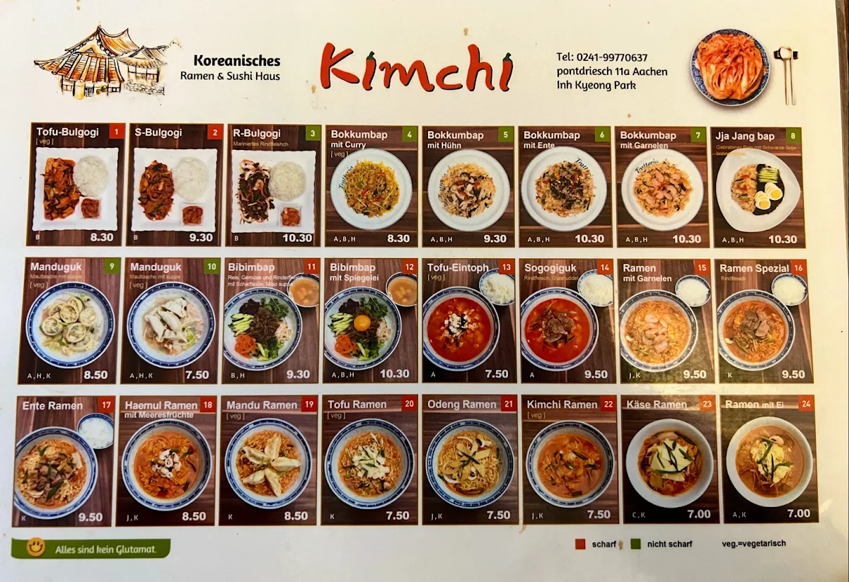 Speisekarte, Kimchi